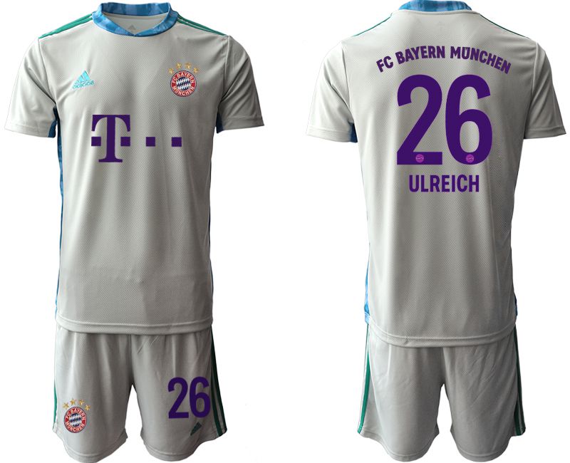 Men 2020-2021 club Bayern Munich gray goalkeeper #26 Soccer Jerseys